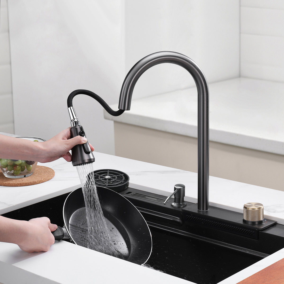 2024 Smart Workstation Kitchen Sink with Waterfall Faucet – Sinkple